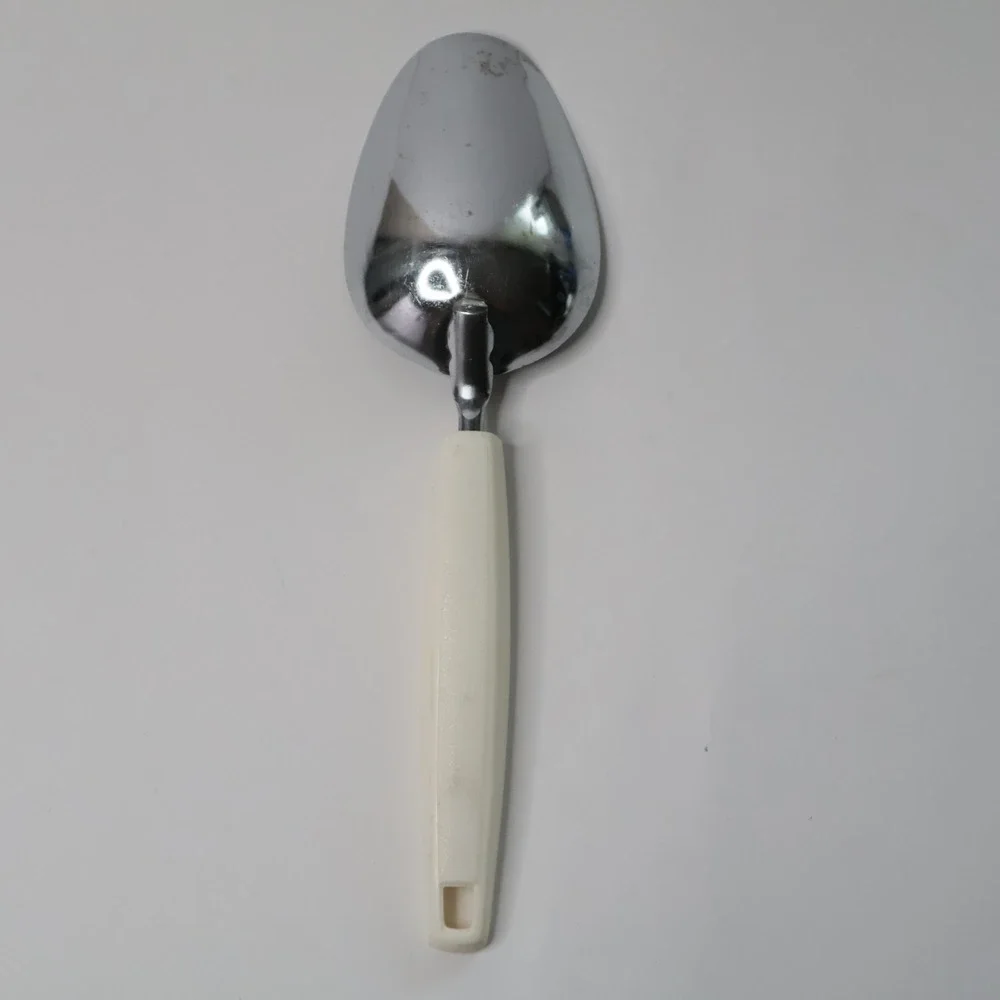 Vintage Ekco Spice of Life 1/4 Cup Scoop Chrome Vegetable Pattern Handle USA